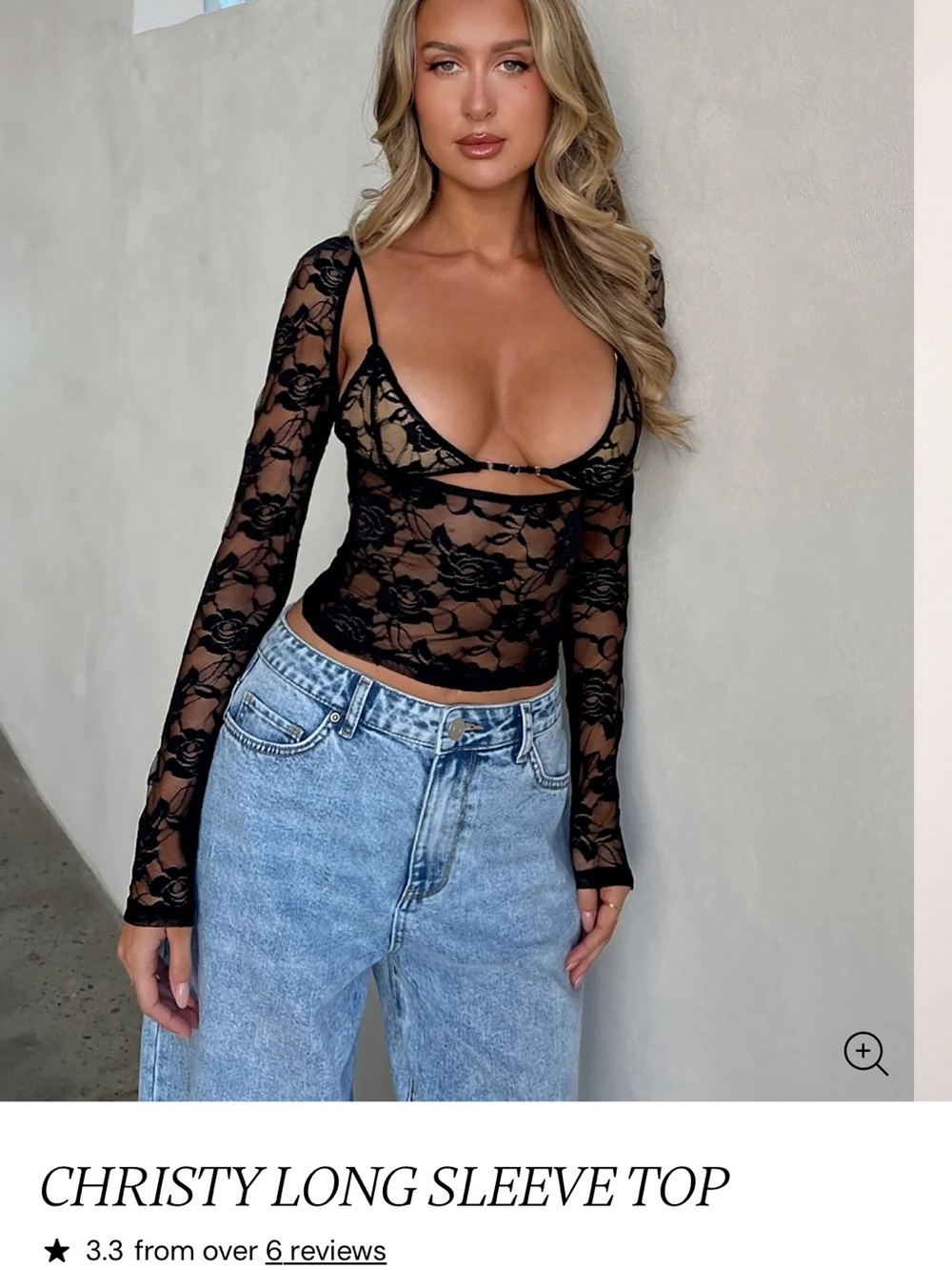 Tiger Mist Black Lace Long Sleeve Sheer Top